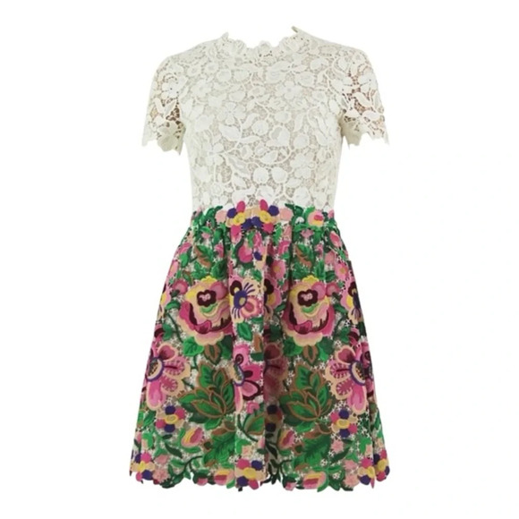 Sami Myself Luxury Unique Scalloped Floral Lace Combo Dress - Picture 1 of 10